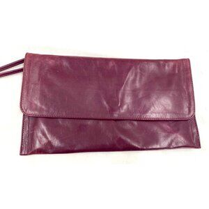 MO851 Luxurious Distressed Oxblood Leather Handbag Clutch Small Flap Purse New